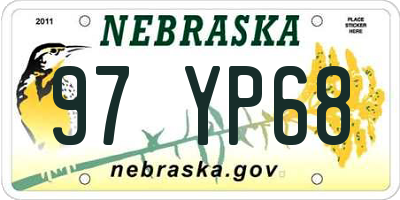 NE license plate 97YP68
