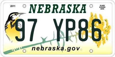 NE license plate 97YP86