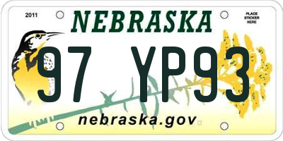 NE license plate 97YP93