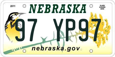 NE license plate 97YP97