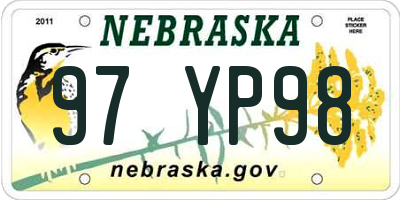 NE license plate 97YP98