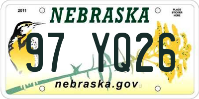 NE license plate 97YQ26
