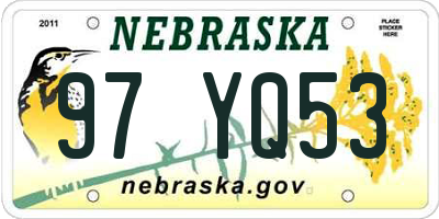 NE license plate 97YQ53