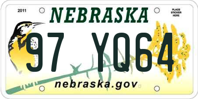 NE license plate 97YQ64