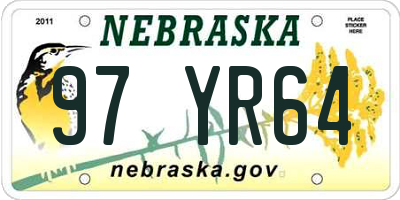 NE license plate 97YR64