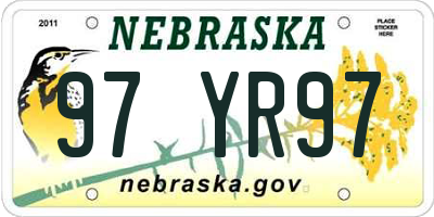NE license plate 97YR97