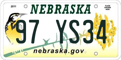 NE license plate 97YS34