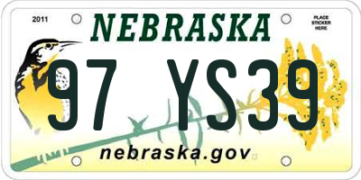 NE license plate 97YS39