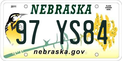 NE license plate 97YS84
