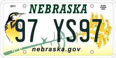 NE license plate 97YS97