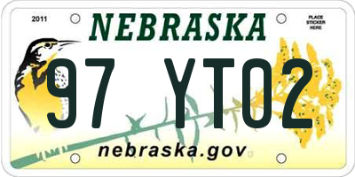 NE license plate 97YT02