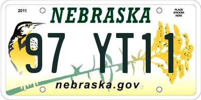 NE license plate 97YT11