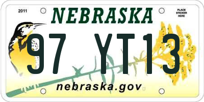 NE license plate 97YT13