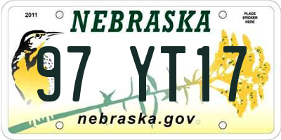 NE license plate 97YT17