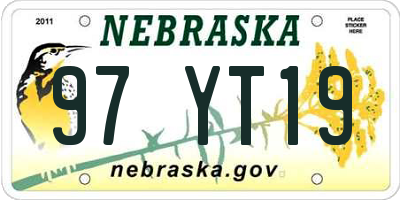 NE license plate 97YT19