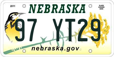 NE license plate 97YT29