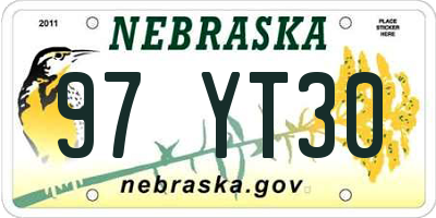 NE license plate 97YT30