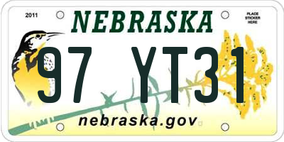 NE license plate 97YT31