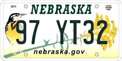 NE license plate 97YT32