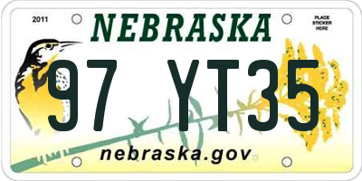 NE license plate 97YT35