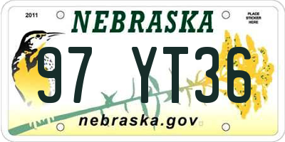 NE license plate 97YT36