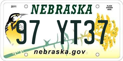 NE license plate 97YT37