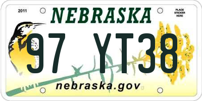NE license plate 97YT38