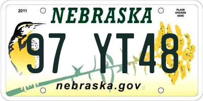 NE license plate 97YT48