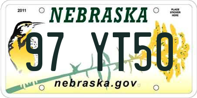 NE license plate 97YT50