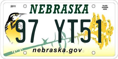 NE license plate 97YT51