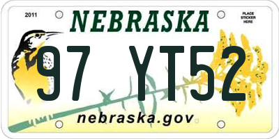 NE license plate 97YT52
