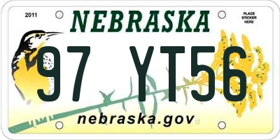NE license plate 97YT56