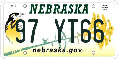 NE license plate 97YT66