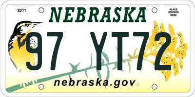 NE license plate 97YT72