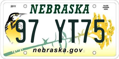 NE license plate 97YT75