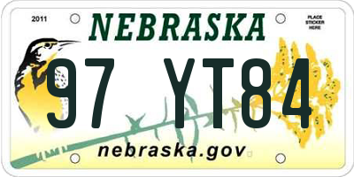 NE license plate 97YT84