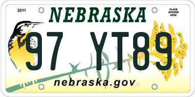 NE license plate 97YT89