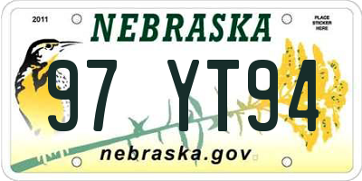 NE license plate 97YT94