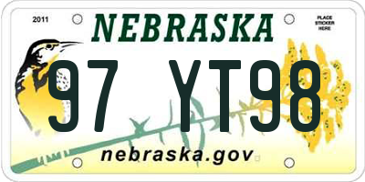 NE license plate 97YT98