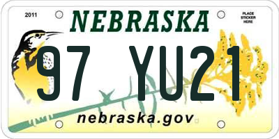 NE license plate 97YU21