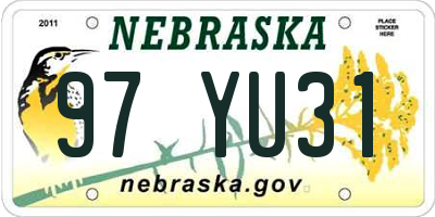 NE license plate 97YU31
