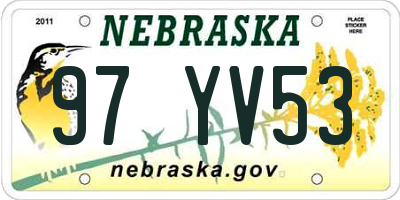 NE license plate 97YV53