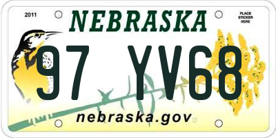 NE license plate 97YV68