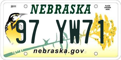 NE license plate 97YW71
