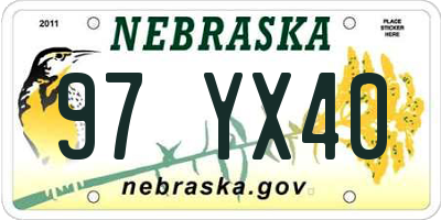 NE license plate 97YX40