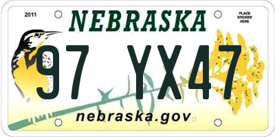 NE license plate 97YX47