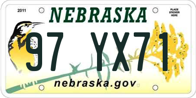 NE license plate 97YX71