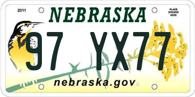 NE license plate 97YX77