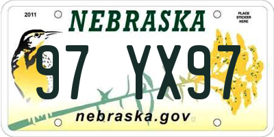 NE license plate 97YX97