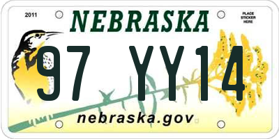 NE license plate 97YY14